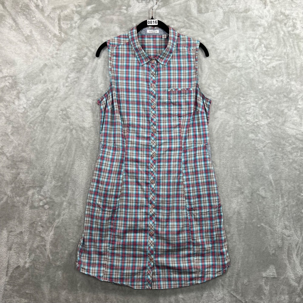 Toad‎ & Co Women's Maneuver Shirtdress Sleeveless Plaid Size Medium Button Front